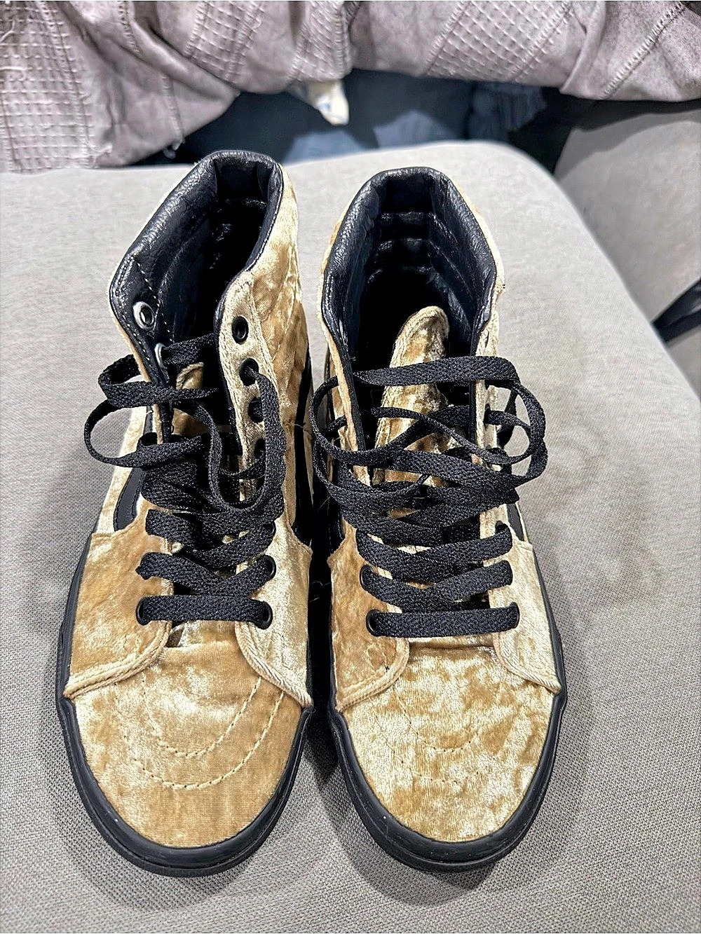 Vans Sk8-Hi Gold Velvet High Top Sneakers